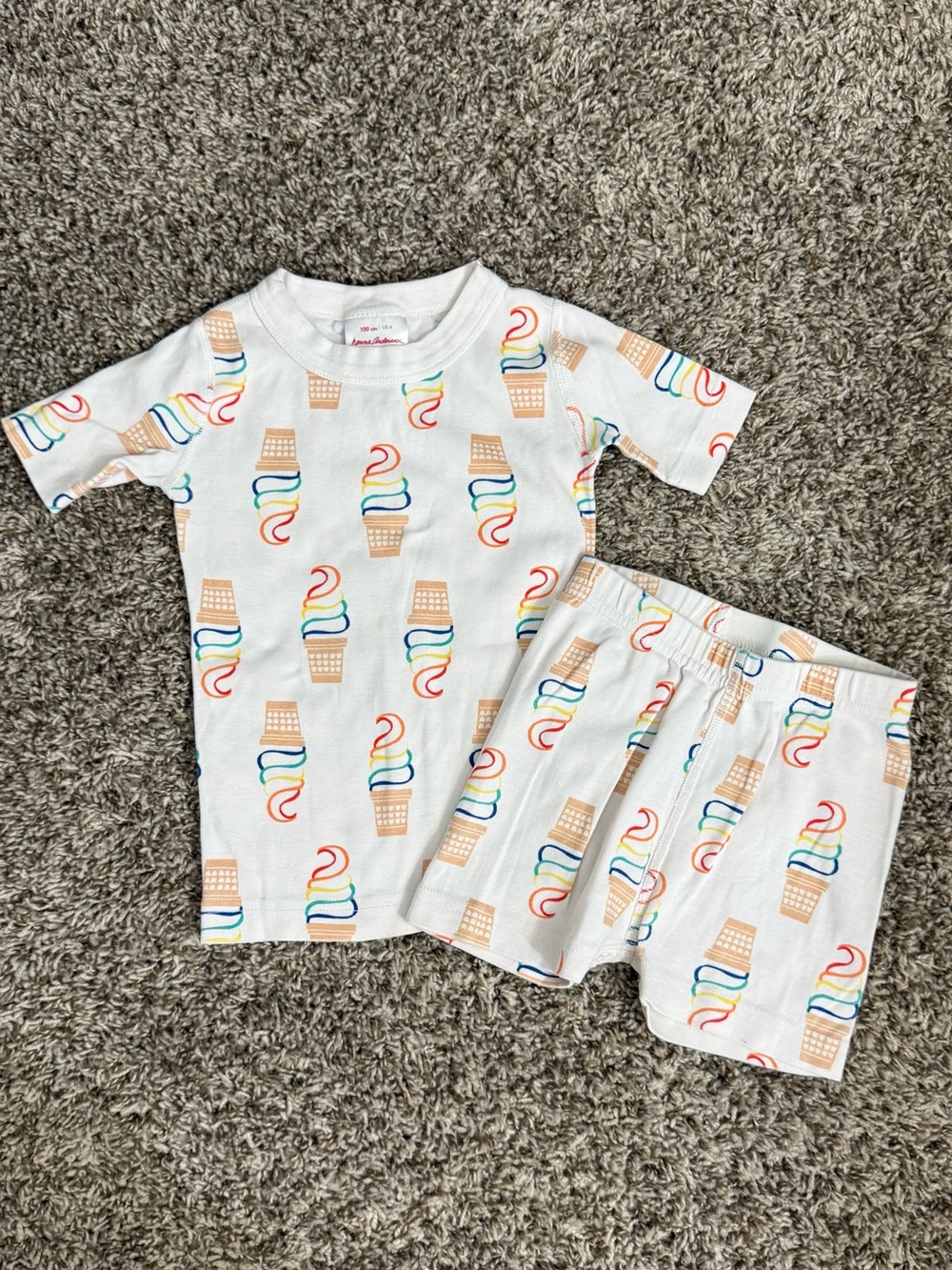 Hanna Andersson Short John Pajamas In Organic Cotton Size 4 100CM Ice Cream Cone